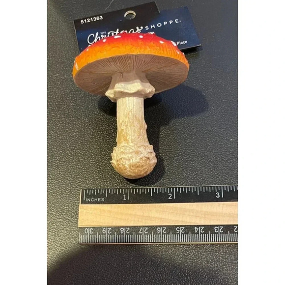 Red White Gnome Dome Toadstool Mushroom‎ Christmas Ornaments Set Of 2 NEW #1 - Picture 4 of 5